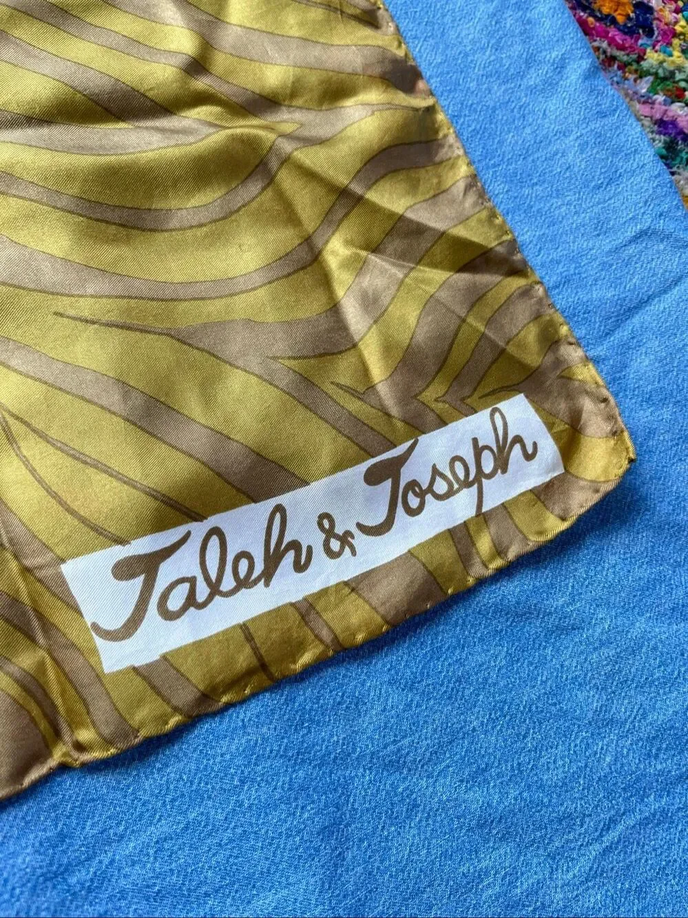VTG Jaleh & Joseph 30” Silk Floral Abstract Art Scarf Hand Rolled Stitched Edges
